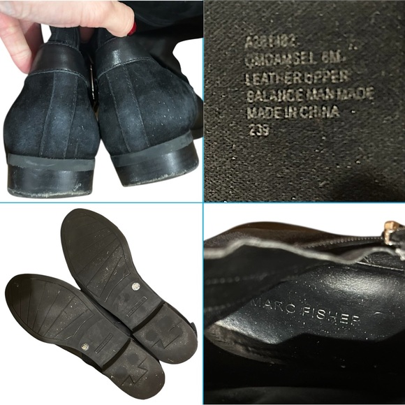 Marc Fisher Damsel Black Leather & Suede Riding Boots Size 8M - Picture 10 of 11